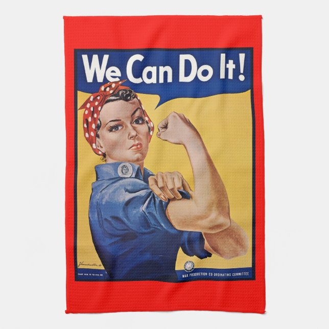 Rosie the Riveter: Strong Women Female Empowerment Kitchen Towel (Vertical)