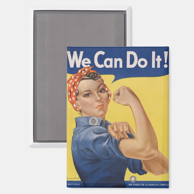 Rosie the Riveter: Strong Women Female Empowerment Magnet (Front/Back)