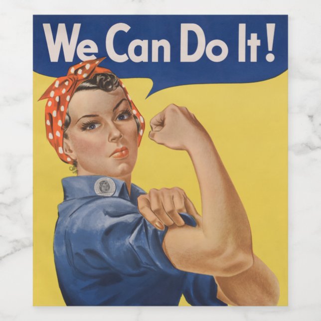 Rosie the Riveter: Strong Women Female Empowerment Wine Label (Single Label)