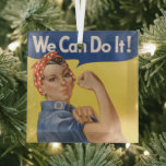 Rosie the Riveter Strong Women in the Workforce  Glass Ornament<br><div class="desc">Rosie the Riveter "We Can Do It!" was a cultural icon of America during World War II, representing the women who worked in factories and shipyards during World War II war effort, many of whom produced munitions and war supplies. These women sometimes took entirely new jobs replacing the male workers...</div>