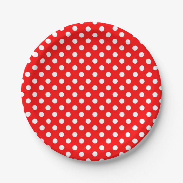 Rosie The Riveter Style Happy Polka Dots Paper Plate (Front)