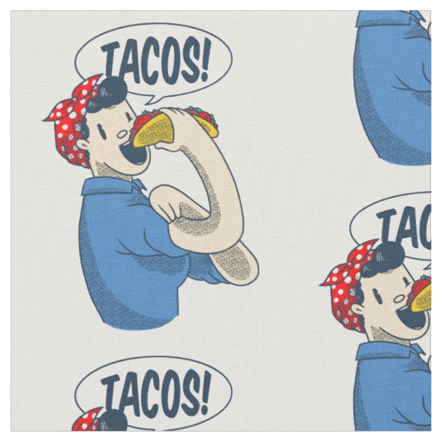 rosie the riveter taco cinco de mayo fabric (Close Up)