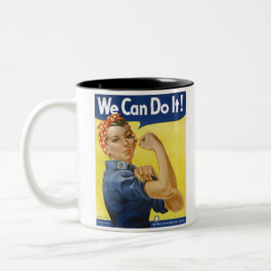 Rosie the Riveter Unedited Vintage Photos Old Aest Two-Tone Coffee Mug