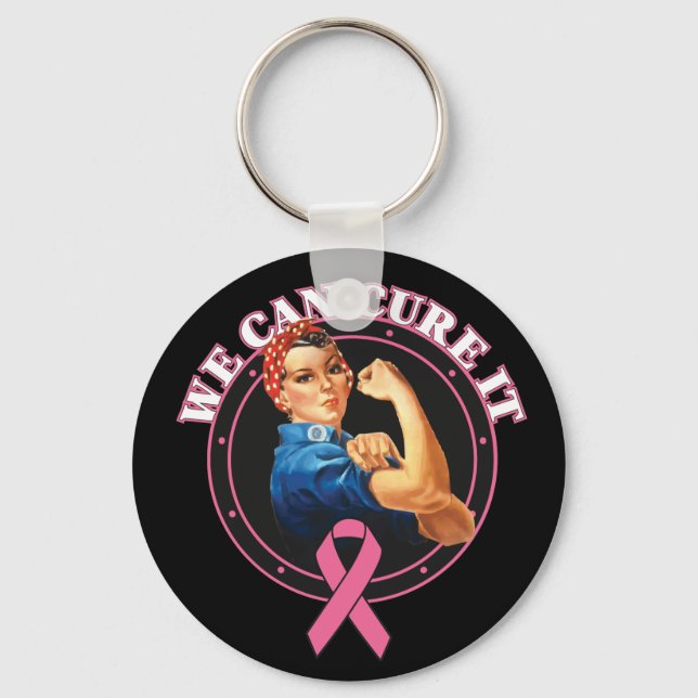 Rosie The Riveter We Can Cure It Breast Cancer Keychain (Front)