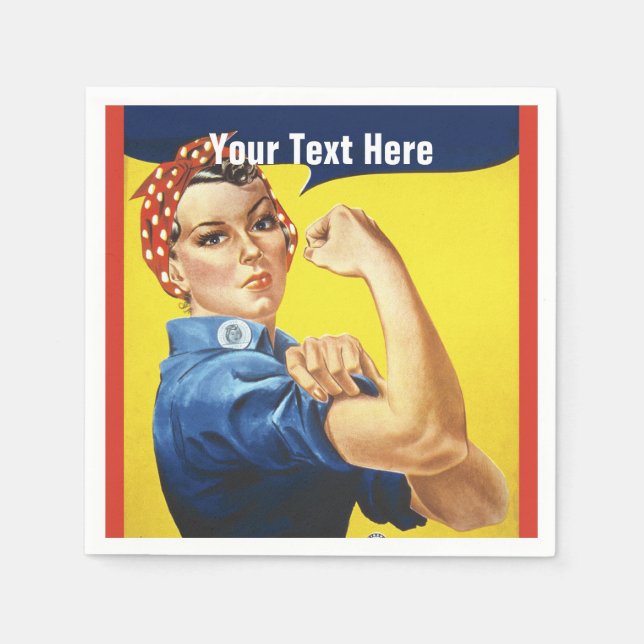 Rosie the Riveter We Can Do It custom text Napkin (Front)