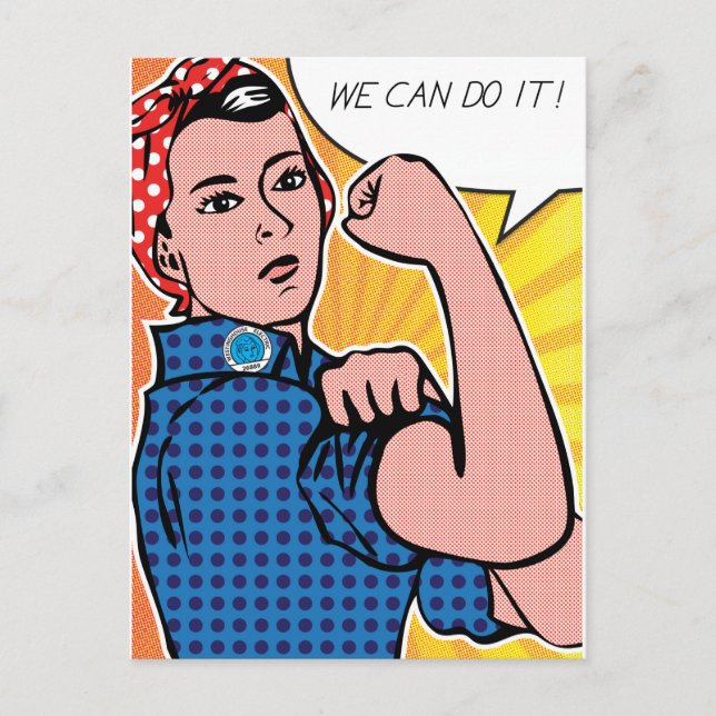 Rosie the Riveter We Can Do It! Pop Art Dots Postcard (Front)