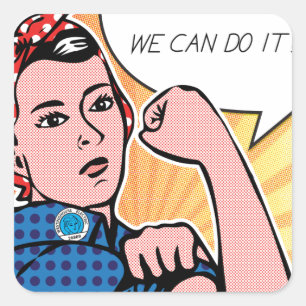 Rosie the Riveter We Can Do It! Pop Art Dots Square Sticker