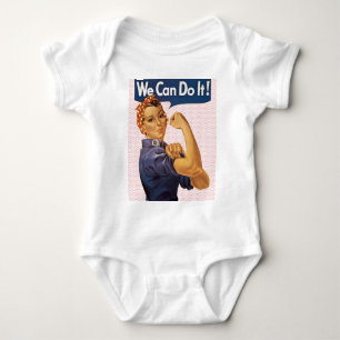 Rosie the Riveter We Can Do It Red Polka Dots Baby Bodysuit