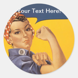 Rosie the Riveter We Can Do It! Your Text Here Classic Round Sticker
