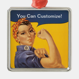Rosie the Riveter We Can Do It! Your Text Here Metal Ornament
