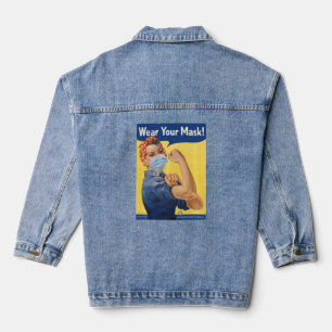 Rosie The Riveter Wear Your Face Mask Stop Anti Ma Denim Jacket