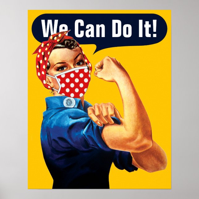 Rosie The Riveter With Mask - Add Your Own Slogan Poster (Front)
