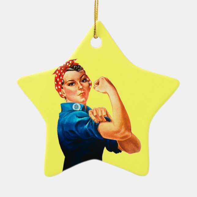 Rosie The Riveter WWII Poster Ceramic Ornament (Front)