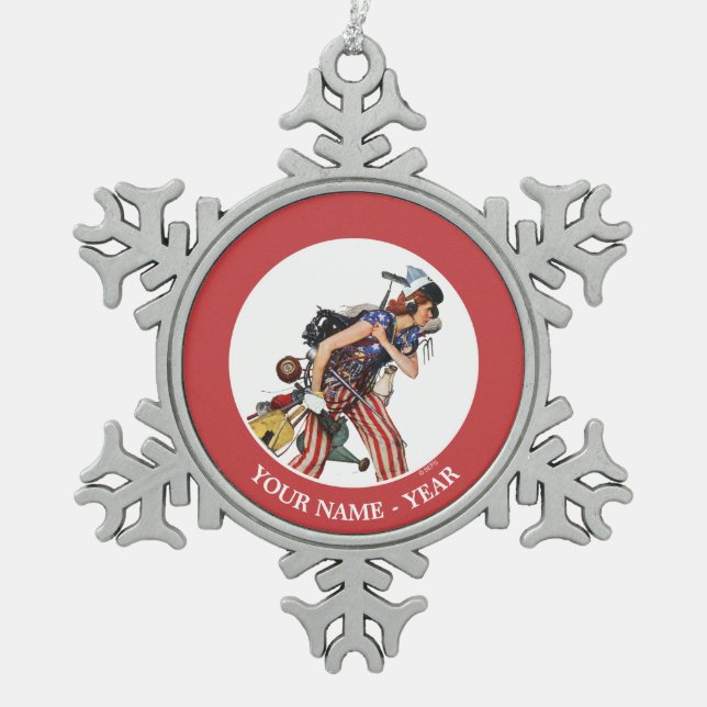 Rosie to the Rescue Snowflake Pewter Christmas Ornament (Front)