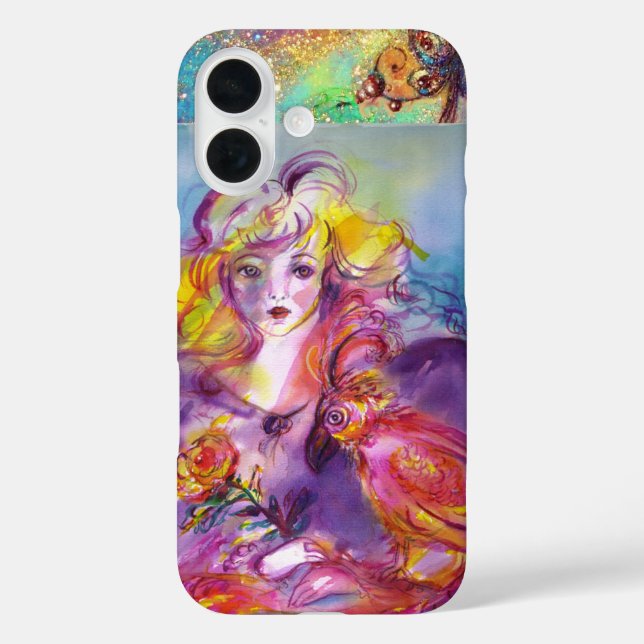 ROSINA /Young Girl with Rose and Parrot Case-Mate iPhone Case (Back)