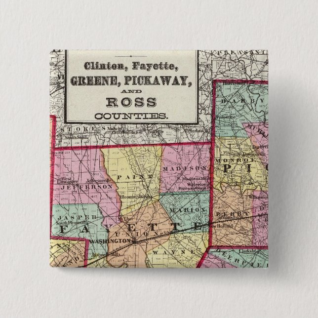 Ross Counties 2 Inch Square Button (Front)