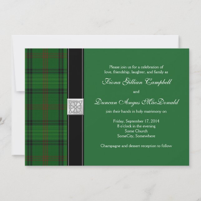 Ross Hunting Tartan Celtic Faire-part de mariage (Devant)