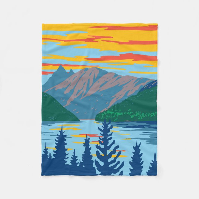 Ross Lake Washington	 Fleece Blanket (Front)