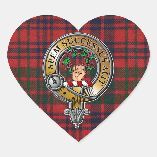 Ross Tartan & Badge Heart Sticker (Front)