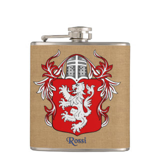 Rossi Heraldic Shield with Helm and Mantle Hip Flask
