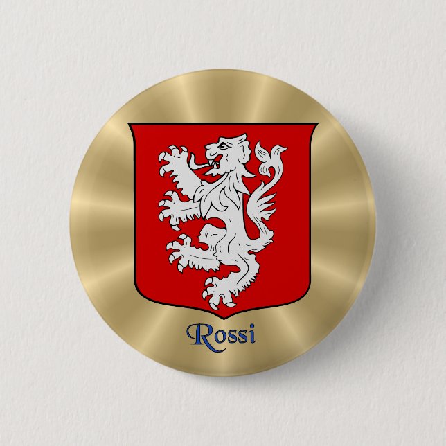 Rossi Historical Shield on Golden Sunburst 2 Inch Round Button (Front)