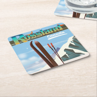 Rossland Canada travel poster. Square Paper Coaster