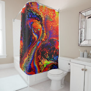 Rosso Corsa, Navy Blue, Emerald acrylic painting