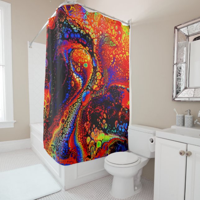 Rosso Corsa, Navy Blue, Emerald acrylic painting (In Situ)