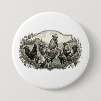 Roster in the farm 3 inch round button