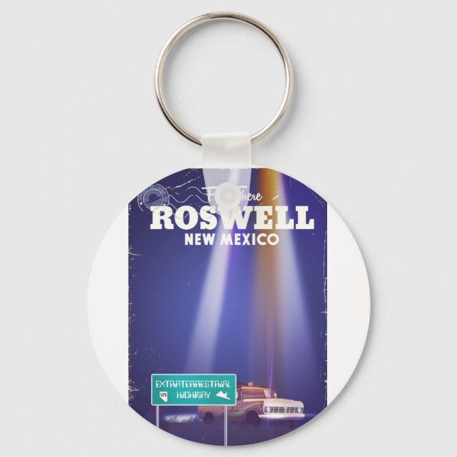 Roswell Extraterrestrial Highway travel poster Keychain (Front)