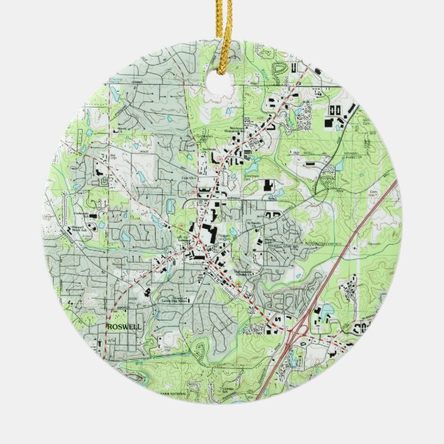 Roswell Georgia Map (1992) Ceramic Ornament (Front)