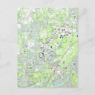 Roswell Georgia Map (1992) Postcard