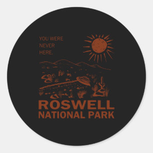 Roswell National Park Ufo Flying Saucer Aliens _1  Classic Round Sticker