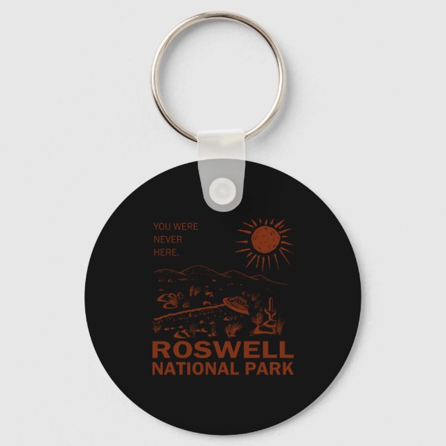 Roswell National Park Ufo Flying Saucer Aliens _1  Keychain (Front)