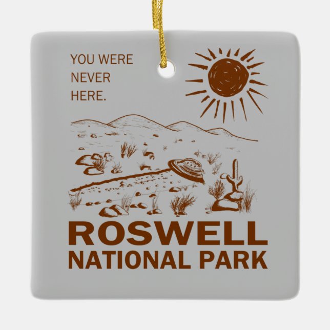 Roswell National Park UFO Flying Saucer Aliens T-S Ceramic Ornament (Front)