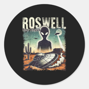 Roswell New Mexico 1947 Alien Abduction Ufo Crash Classic Round Sticker