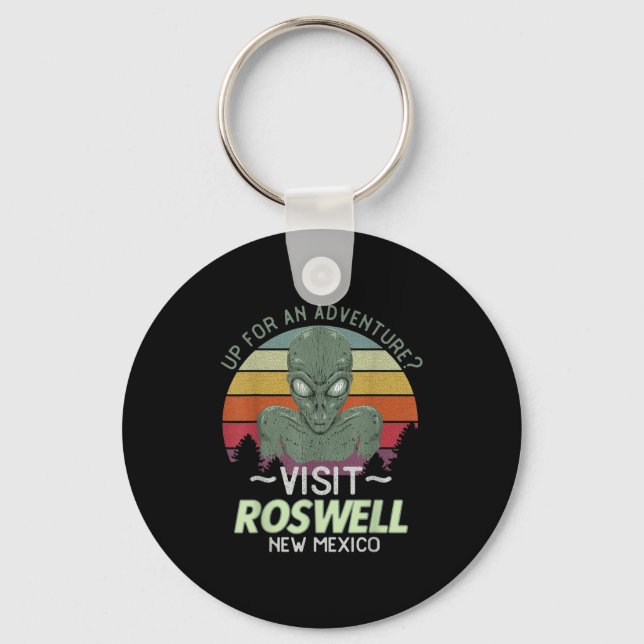 Roswell New Mexico Alien Head Funny Souvenir Quote Keychain (Front)