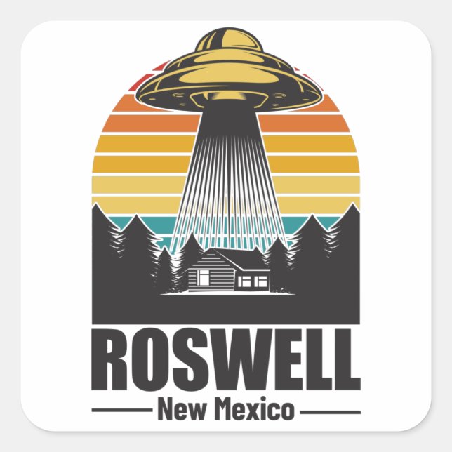 Roswell New Mexico Funny Alien UFO Gift Square Sticker (Front)