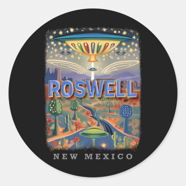 Roswell New Mexico Nm Extraterrestrial Encounter S Classic Round Sticker (Front)