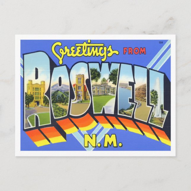 Roswell, New Mexico Vintage Big Letters Postcard (Front)