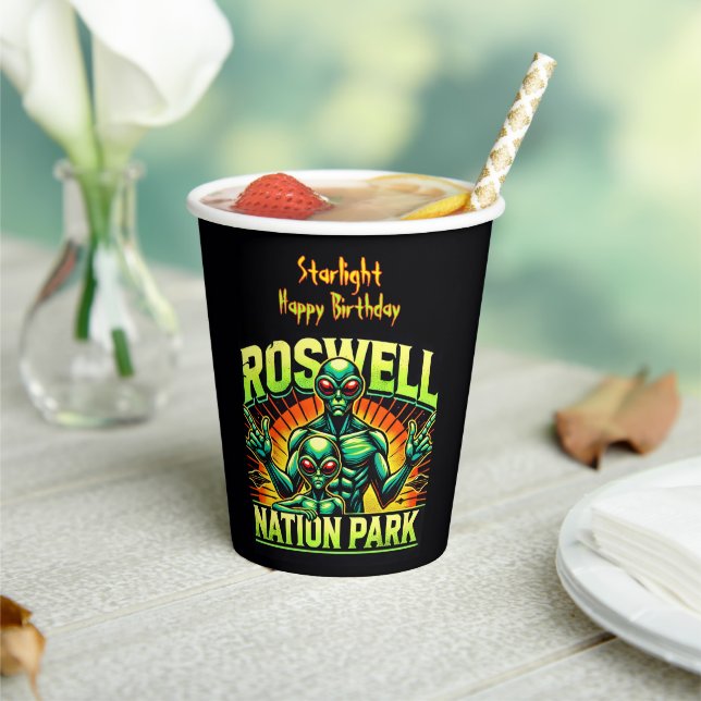 Roswell’s Alien Encounter Park Awaits! Paper Cups (Insitu)