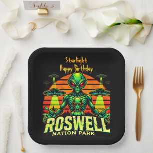 Roswell’s Cosmic Getaway Awaits You! Paper Plate