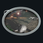 Roswell UFO Crash at night Belt Buckle<br><div class="desc">Roswell UFO desert crash scene at night.</div>