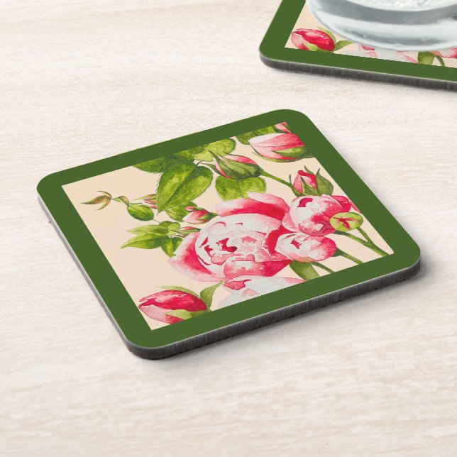 Rosy Abundance on a Coaster Set (Left Side)