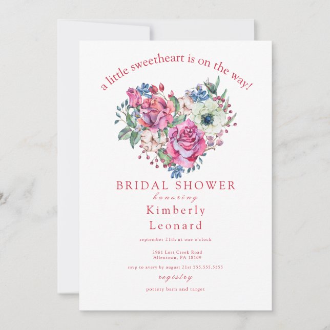 Rosy Blooms Sweetheart Baby Shower Invitation (Front)