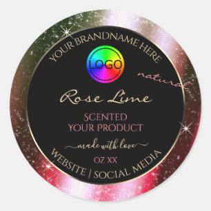 Rosy Blush Glitter Frame Product Label with Logo