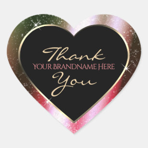 Rosy Blush Sparkle Glitter Frame Thank You Heart Sticker