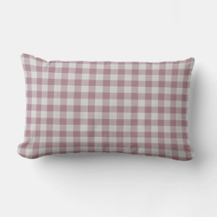 Rosy Brown Checkered plaid Lumbar Pillow