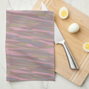 Rosy Brown, faded pink, mountain mist camo Kitchen Towel