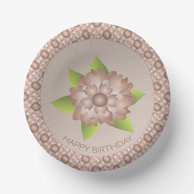 Rosy Brown Patterned Paper Plate (Front)